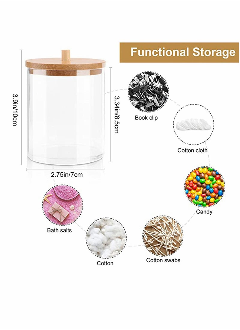 Stylish Bathroom Canisters Set for Cotton Swabs and Balls, 2 Pack Acrylic Qtip Holders with Lids for Organized Storage