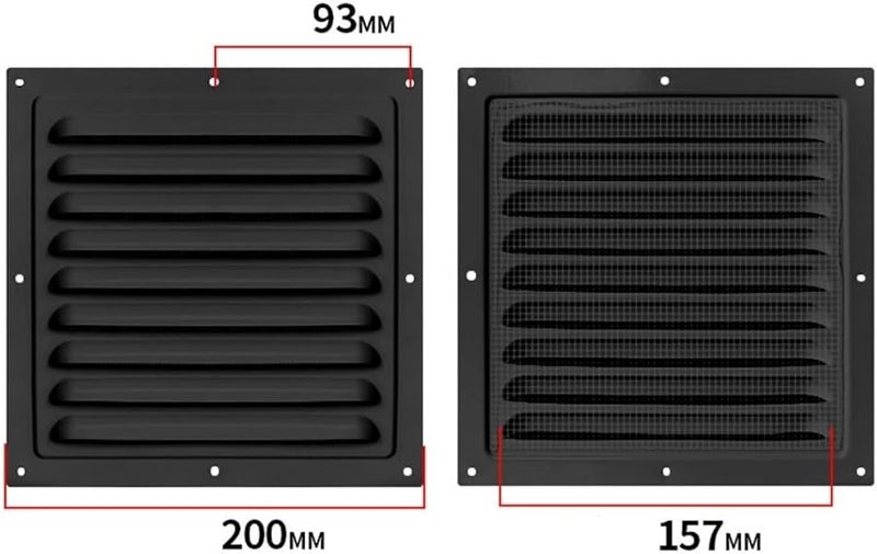 200x200cm Aluminum Alloy Exterior Wall Air Vent Grille Cover With Louvred Design Fiber Mesh - Image 3