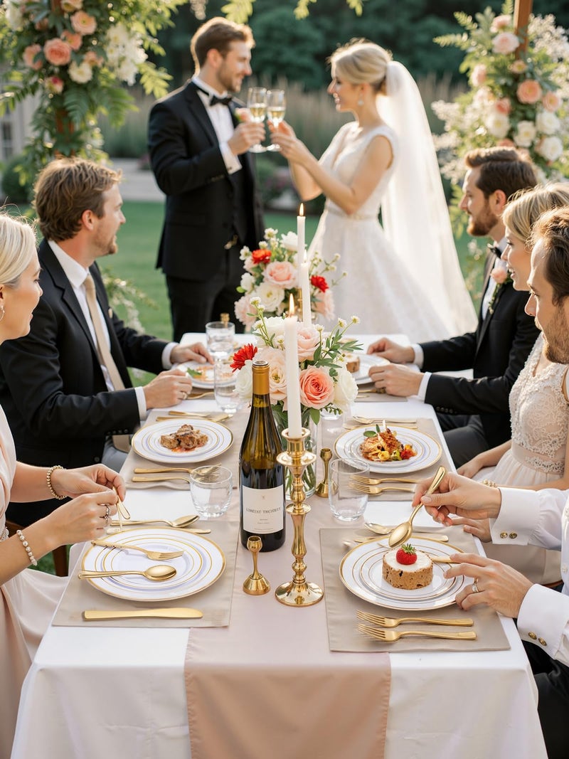 WDF 120 pieces Gold Disposable Plastic Plates - White and Gold Plates Include 10.25" Dinner Plate & 7.5" Salad Plate for Party Baby Shower Wedding Spring - Image 5