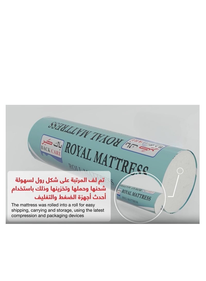 Back Care mattress with medium pressure, featuring a 20 cm high-density RF6-MIX foam layer and soft velvet fabric. Designed to provide optimal spinal support, it is easy to ship and store thanks to advanced compression and packaging technology 200x200x31cm . - Image 3