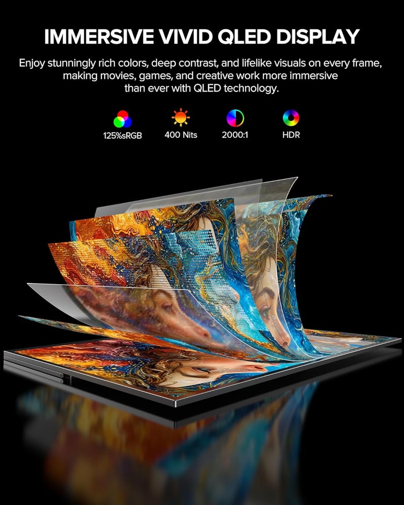 UPERFECT 24" 120Hz QLED Portable Touchscreen Monitor 1080P 125% sRGB 400Nits w/Stand & VESA, HDMI USB-C Travel Monitor for Laptop/Gaming Devices/Phone/Mini PC, External Second Screen for Gaming & Work - Image 3