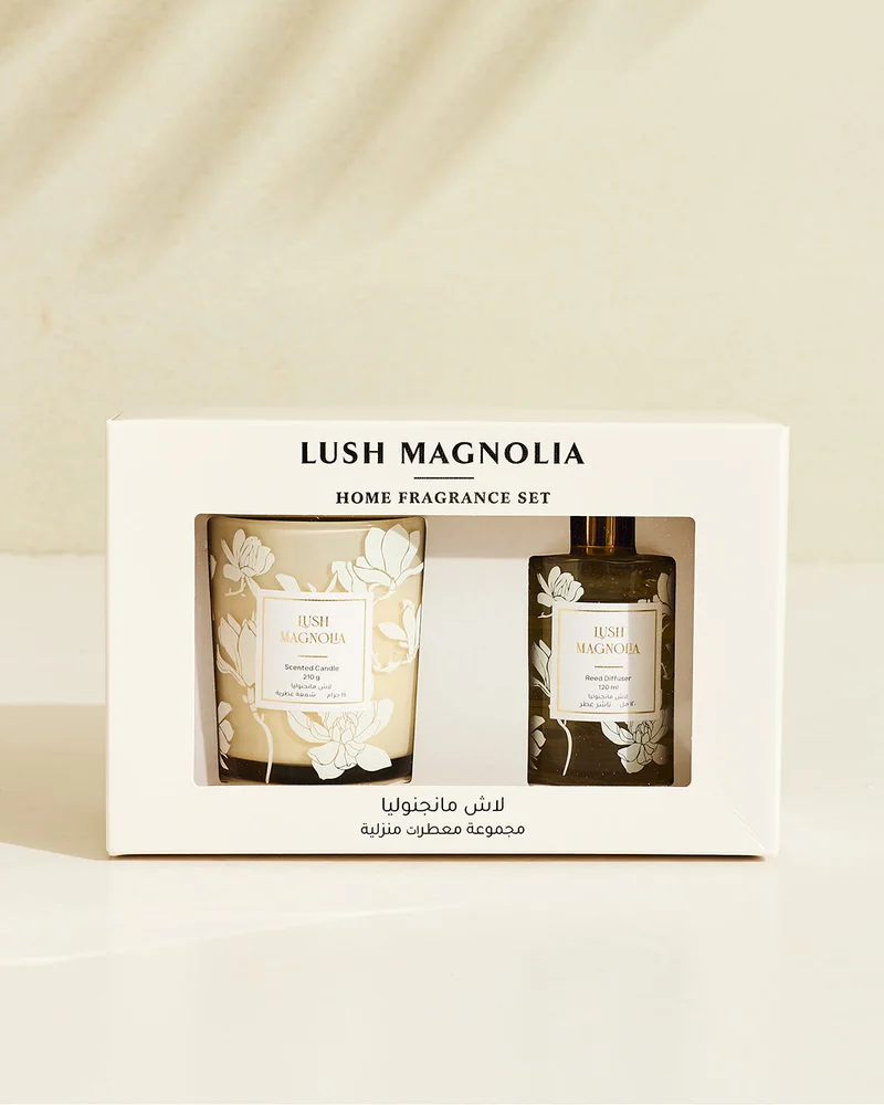 ردتاغ طقم هدايا شمعة معطرة ومعطر أعواد باللون الأبيض قطعتان
