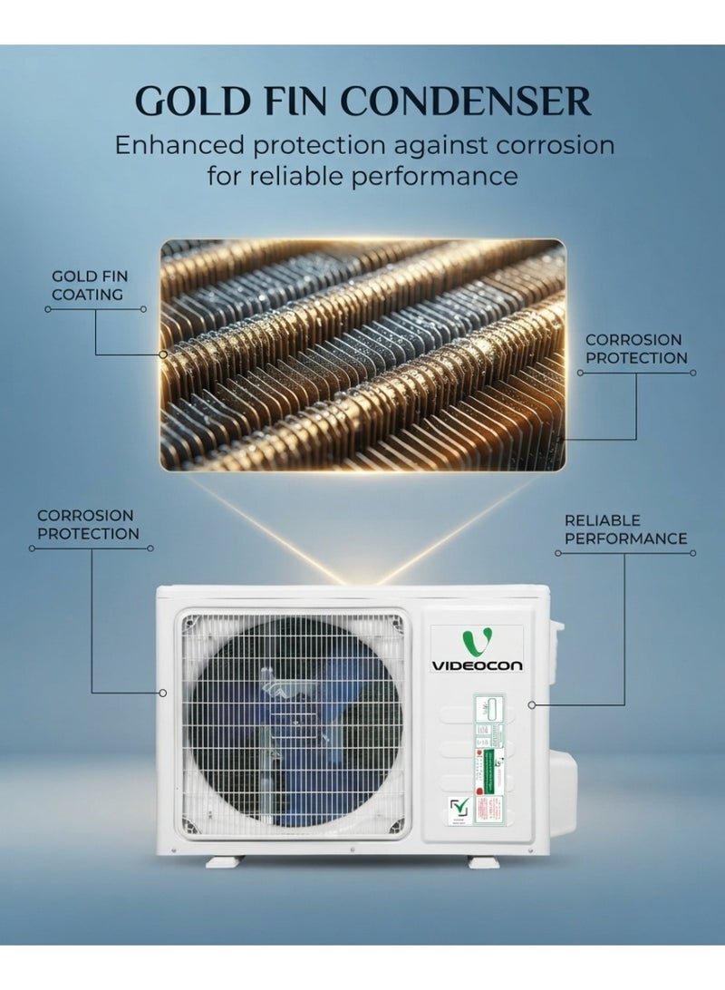 Videocon 1.5 Ton Split AC, T3 Rated Compressor, R410A Refrigerant, Gold Fin Condenser, 4-Way Swing, Low Noise, Energy Efficient, Auto Restart, 5 Year Compressor Warranty- VSAC18T3S - Image 4