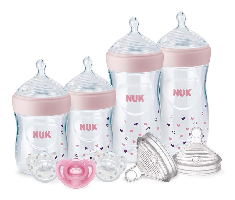 NUK زجاجات حليب الأطفال NUK Simply Natural مع مجموعة هدايا SafeTemp - Image 1