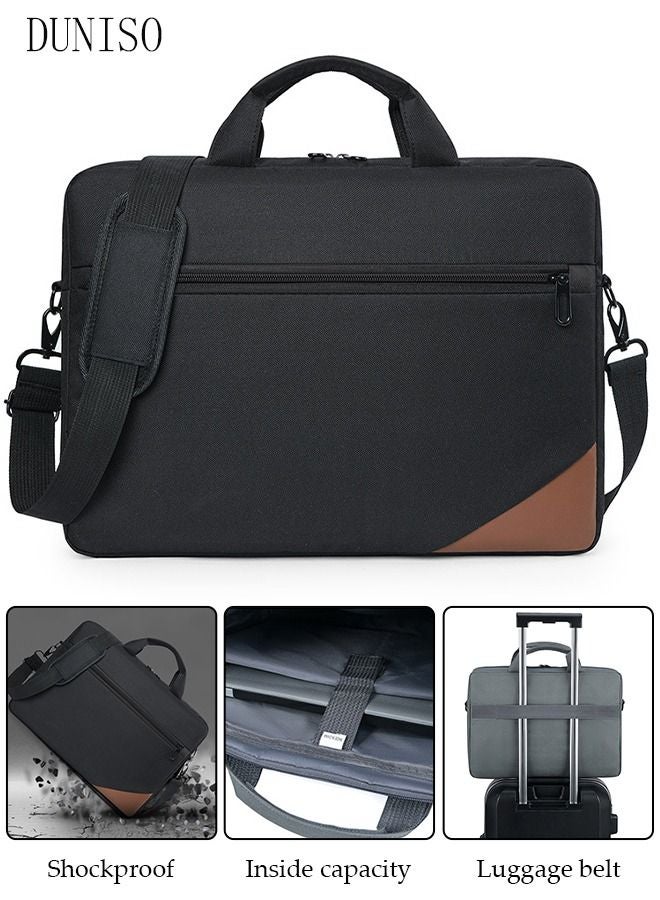 DUNISO 15.6 Inch Laptop Bag Lightweight Computer Bag Travel Business Briefcase Bag Crossbody Bag Water Resistance Shoulder Messenger Bag for Men and Women Work Office - Image 1