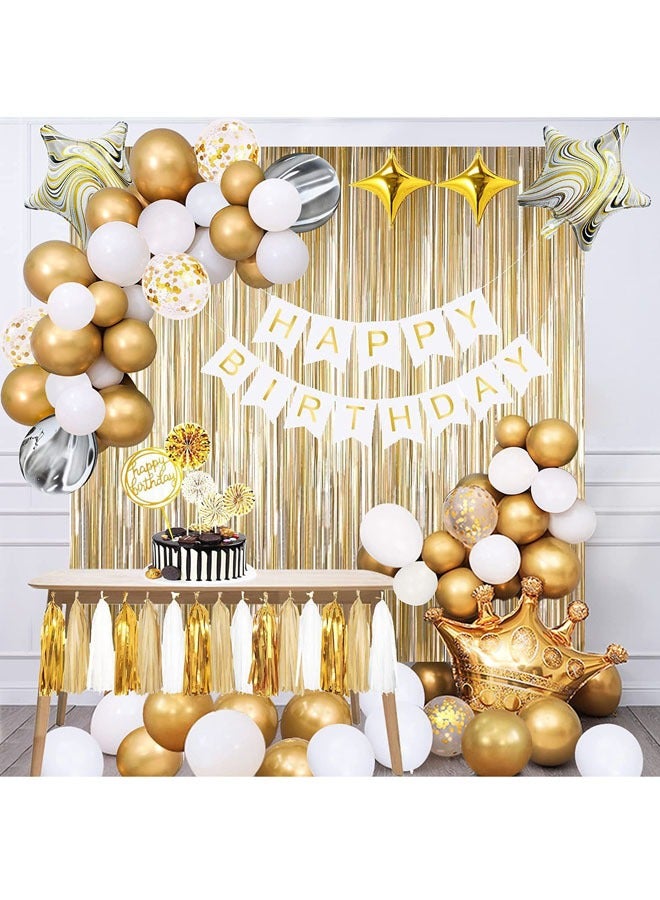 بيوينتي مجموعة بالونات حفلات أعياد الميلاد متعددة الألوان، 72 قطعة زينة حفلات أعياد الميلاد، مجموعة بالونات ولافتات عيد ميلاد سعيد مجموعة ديكور عيد ميلاد سعيد - Image 1