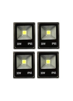 Generic LED floodlight, 30 watts, 4 outdoor lights, waterproof IP65, white acrylic lighting, black 