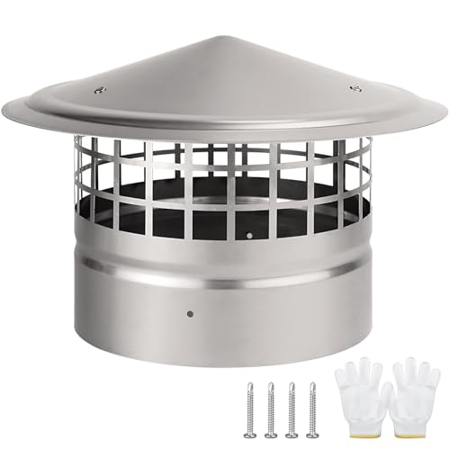 CLLOMAGY 8 Inch Cone Top Chimney Cap with Screen,8" Round Roof Rain Chimney Cover Fireplace Wood Stove Pipe Rain Cap Fireplace Exhaust Roof Vent Cover Guard-304 Stainless Steel,Maximize Airflow Better Vent - Image 1