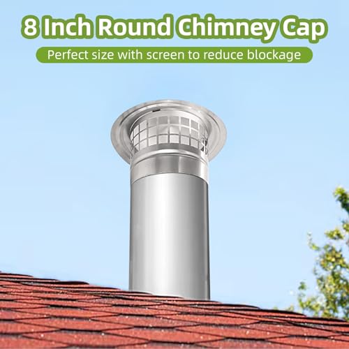 CLLOMAGY 8 Inch Cone Top Chimney Cap with Screen,8" Round Roof Rain Chimney Cover Fireplace Wood Stove Pipe Rain Cap Fireplace Exhaust Roof Vent Cover Guard-304 Stainless Steel,Maximize Airflow Better Vent - Image 2