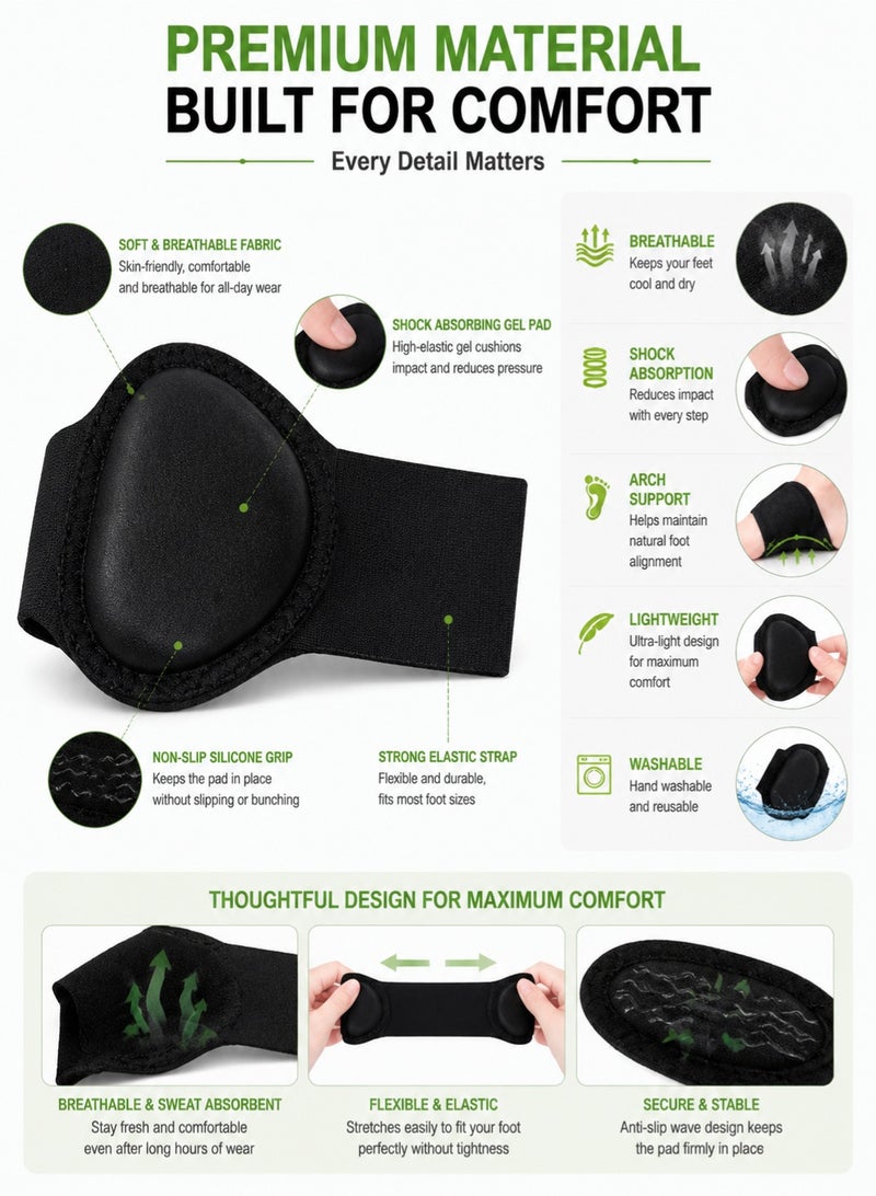 fdsport New Men's And Women's Arch Foot Pads, High Arch Arch Support, Shock-Absorbing Mid-Foot Half Pad, Flat Foot Internal And External Orthopedic Pad - Image 4