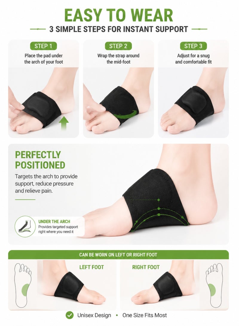 fdsport New Men's And Women's Arch Foot Pads, High Arch Arch Support, Shock-Absorbing Mid-Foot Half Pad, Flat Foot Internal And External Orthopedic Pad - Image 2
