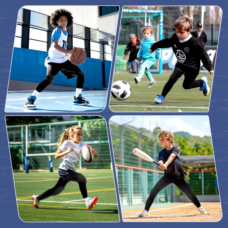 Newbyinn Knee Pad for Kid Youth 1 Pair, Black Padded Knee Leg Compression Sleeve for Basketball Football Volleyball Soccer Sport Boy Girl - Image 5