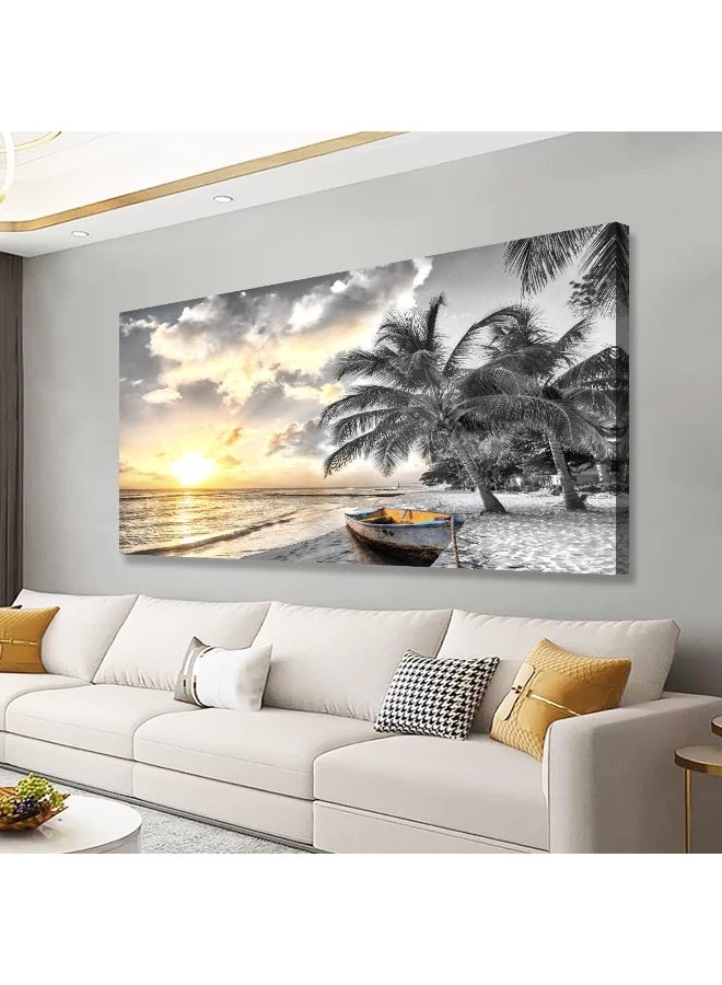 Home Trove Haichuang Decor Art Black And White Beach Pictures Canvas Wall Art  - Image 1