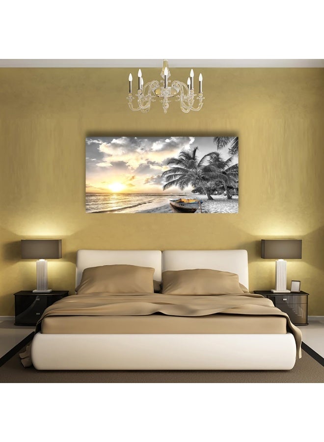 Home Trove Haichuang Decor Art Black And White Beach Pictures Canvas Wall Art  - Image 5