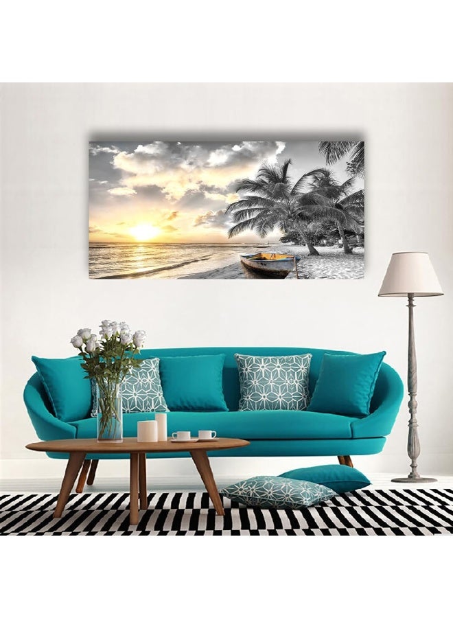 Home Trove Haichuang Decor Art Black And White Beach Pictures Canvas Wall Art  - Image 4