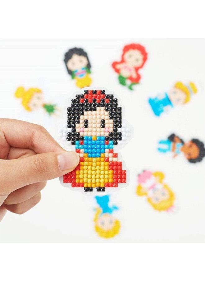 بي مجموعة ملصقات طلاء ألماس 5D DIY للأطفال، طلاء لاصق على شكل أميرة مع مجموعة أرقام من الماس سهلة الاستخدام في المنزل، ملصقات لامعة لامعة مصنوعة يدويًا، 8 قطع من ملصقات الأميرة  - Image 2