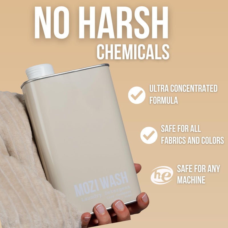 Mozi Wash Laundry Detergent Liquid, Cozy Cashmere- Amber & Floral, 50+ Loads, Concentrated, Non toxic, Plant Based Enzyme Cleaners, Long Lasting Luxury Clean, 32 oz Recyclable Bottle - Image 5