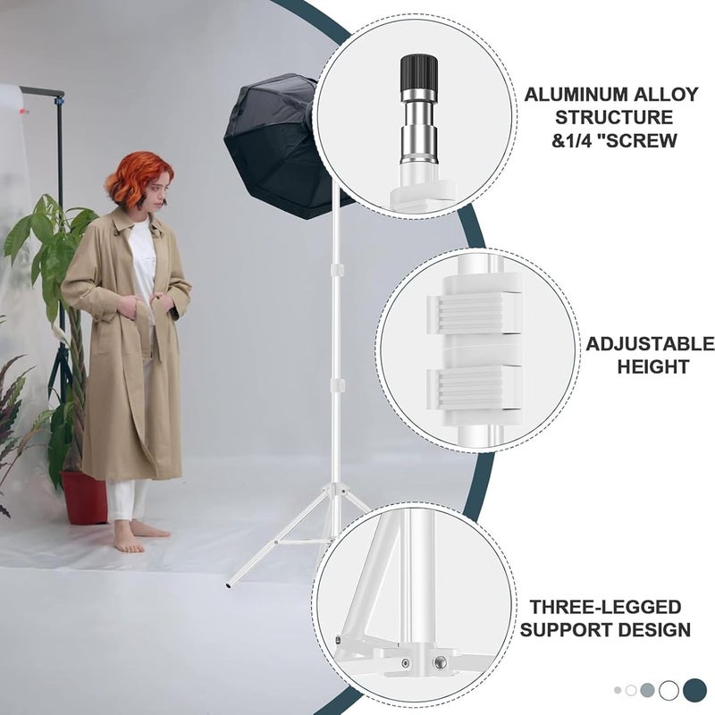 EMART 7 Ft Light Stand for Photography, Portable Photo Video Tripod Stand, 2 Pack Lighting Stand with Carry Case for Speedlight, Flash, Softbox,Strobe Light, Camera, Photographic Portrait -White - Image 3
