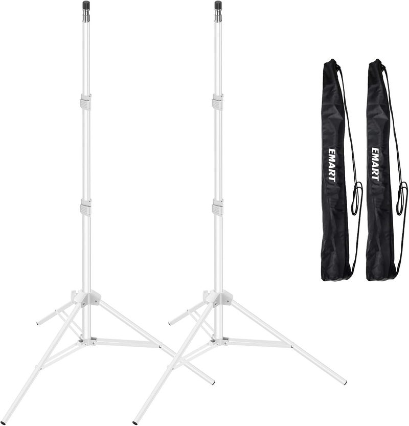 EMART 7 Ft Light Stand for Photography, Portable Photo Video Tripod Stand, 2 Pack Lighting Stand with Carry Case for Speedlight, Flash, Softbox,Strobe Light, Camera, Photographic Portrait -White - Image 1