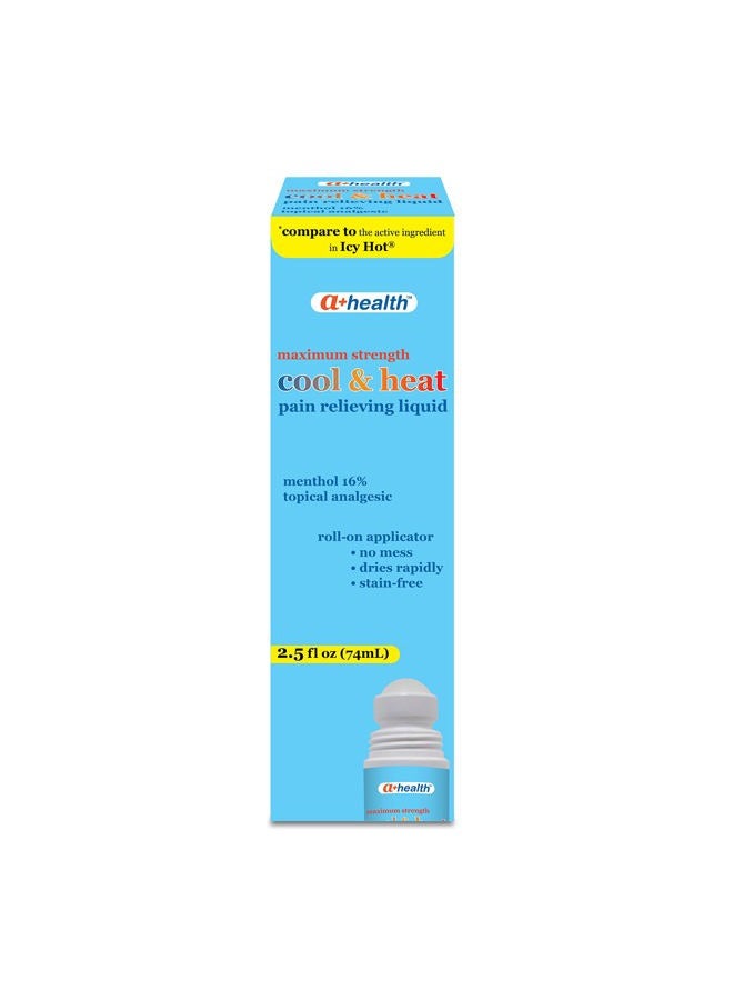 a+health Cool & Heat Pain Relieving Liquid, Menthol 16%, Maximum Strength, Roll On, Made in USA, 2.5 fl Ounces (CoolHeat)  - Image 2