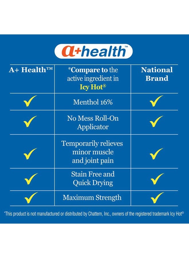 a+health Cool & Heat Pain Relieving Liquid, Menthol 16%, Maximum Strength, Roll On, Made in USA, 2.5 fl Ounces (CoolHeat)  - Image 4