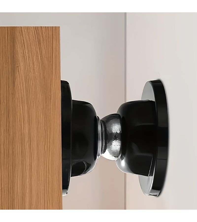 2pcs Classic Black Strong Hold Magnetic Door Stopper No Drilling Easy Installation Floor Wall Mount - Image 4