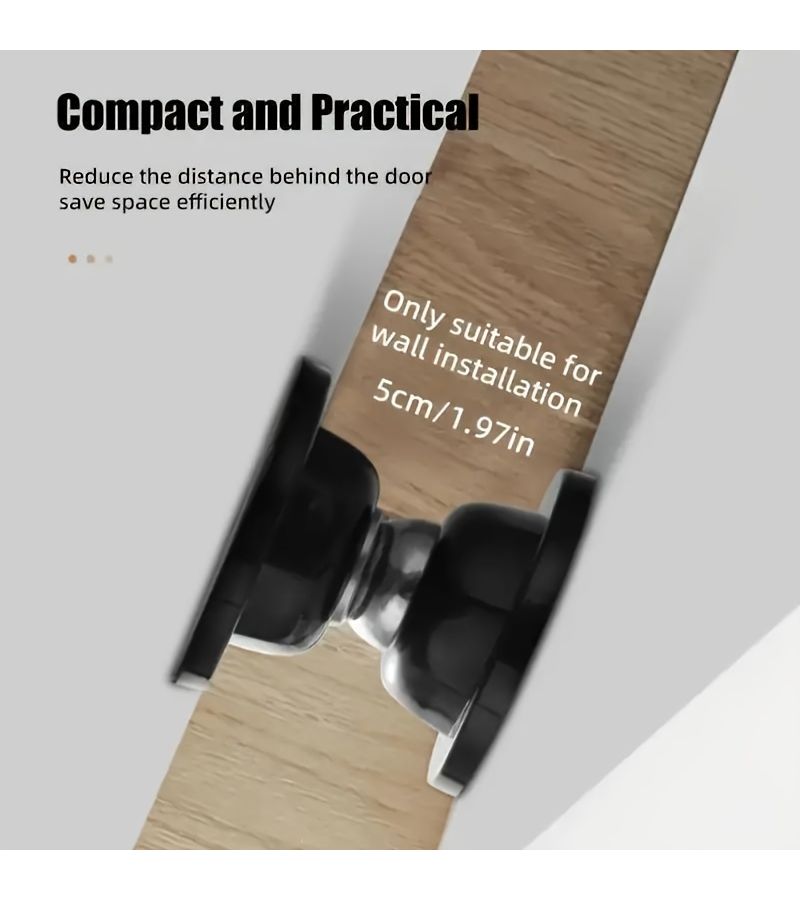 2pcs Classic Black Strong Hold Magnetic Door Stopper No Drilling Easy Installation Floor Wall Mount - Image 5