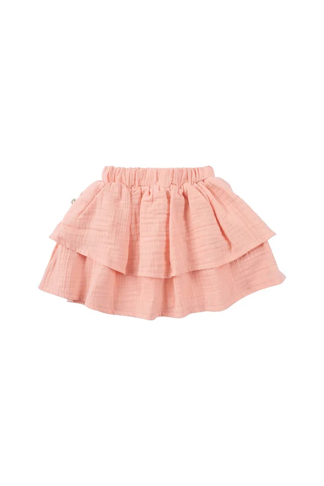 Little Gusto Muslin Layered Skirt - Pink