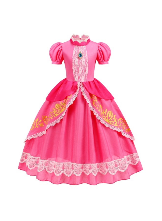 Super Mario  Mario  Bibi  Peach Princess Dress for Children's Performance Costume Pink Dress  Halloween - Image 1