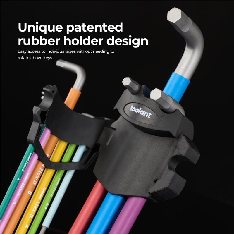 Allen Wrenches Sets, Extra Long Arm Allen Key Set with Ball End, Crafted Hex Key Set with Color Coded Sleeves, Unique Patented Holder Design for Magnetizing and Demagnetizing - Image 5
