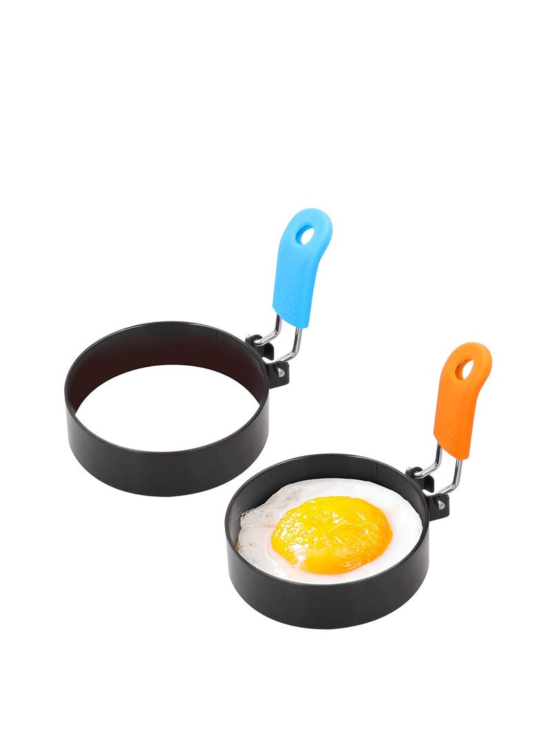 Zikra Egg Ring, Stainless Steel Egg Cooking Rings Set, Round Omelette Mold for Frying Egg English Muffins Pancake Sandwiches, Breakfast Household Mold, Muffins Pancake Sandwich Hamburger 2 Pack - Image 1