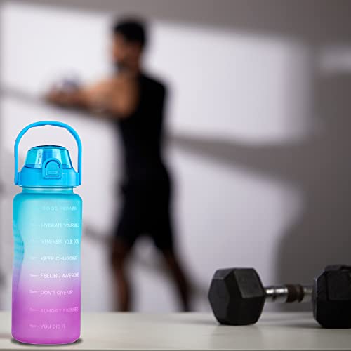 SOLARA Sipper Water Bottle for adults 2 Litre, Leakproof, BPA-Free & Durable Tritan, Water Bottle for Gym, Travel & Office, Motivational Time Marker, 2 Ltr Sipper Bottle with straw, Blue Fuschcia - Image 4