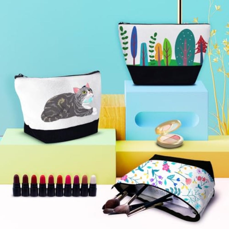 10 Pack Sublimation Blanks Cosmetic Bags Pencil Bag Bulk Multi-Purpose Diy Heat Transfer Makeup With Zipper Craft Canvas Pouch For Crafts Travel Toiletry - Image 3