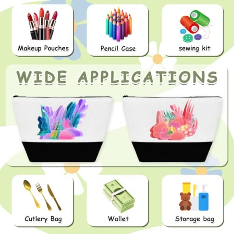 10 Pack Sublimation Blanks Cosmetic Bags Pencil Bag Bulk Multi-Purpose Diy Heat Transfer Makeup With Zipper Craft Canvas Pouch For Crafts Travel Toiletry - Image 4