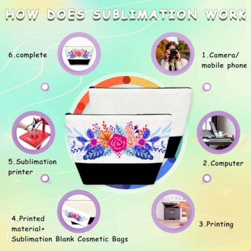 10 Pack Sublimation Blanks Cosmetic Bags Pencil Bag Bulk Multi-Purpose Diy Heat Transfer Makeup With Zipper Craft Canvas Pouch For Crafts Travel Toiletry - Image 5