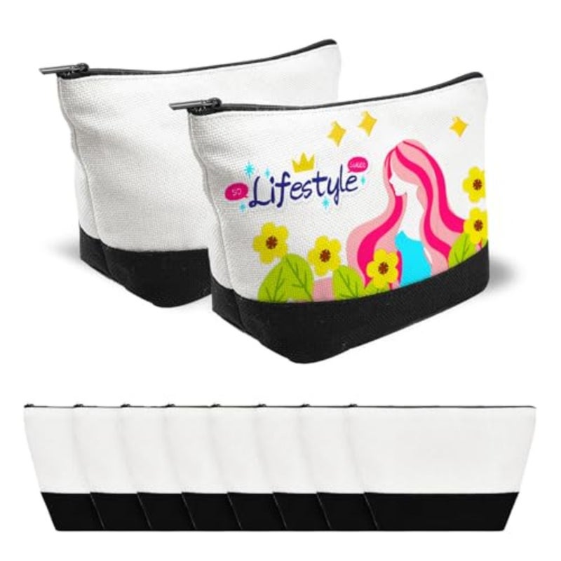 10 Pack Sublimation Blanks Cosmetic Bags Pencil Bag Bulk Multi-Purpose Diy Heat Transfer Makeup With Zipper Craft Canvas Pouch For Crafts Travel Toiletry - Image 1