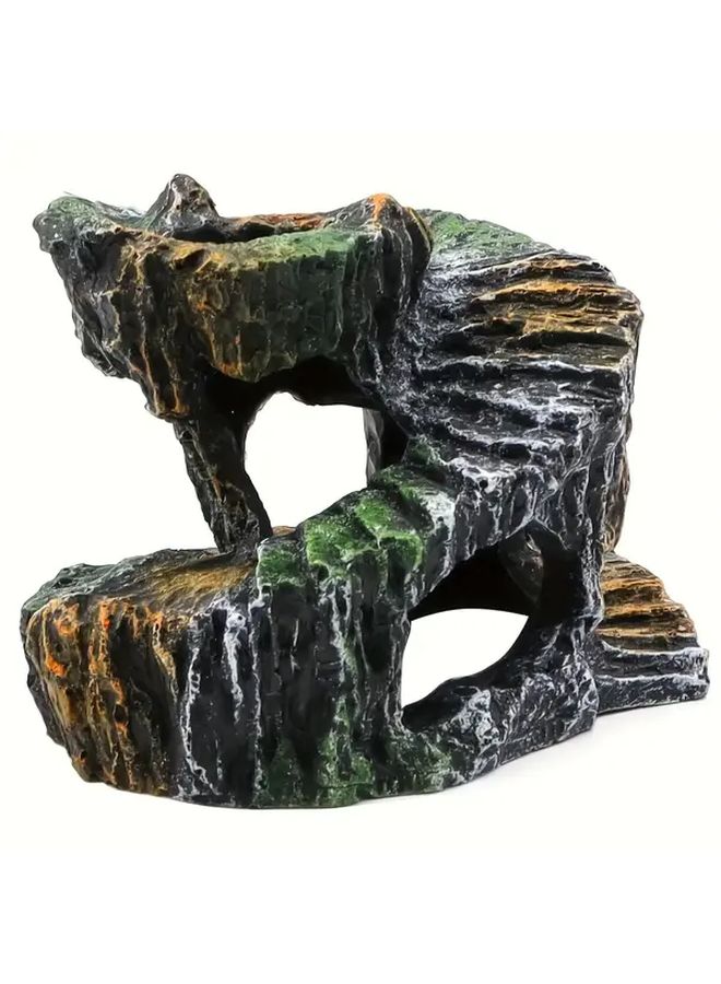 منصة تشمس للزواحف الصخرية المحاكاة الدوارة مع كهف اختباص متعدد المستويات للسلاحف والسحالي - Image 1