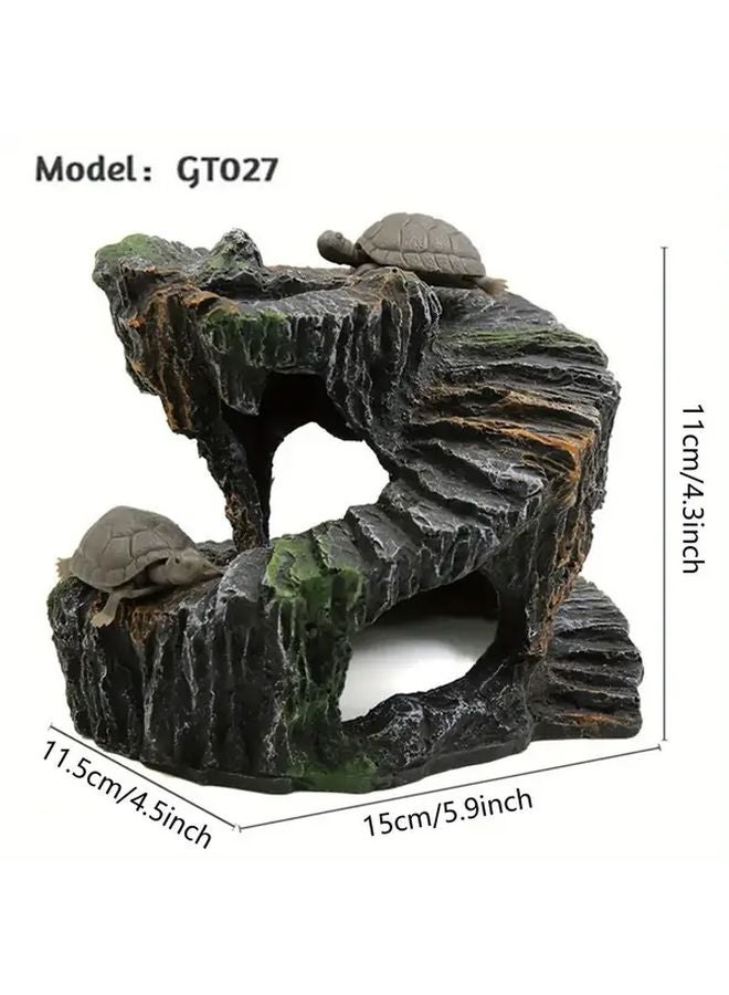 منصة تشمس للزواحف الصخرية المحاكاة الدوارة مع كهف اختباص متعدد المستويات للسلاحف والسحالي - Image 2
