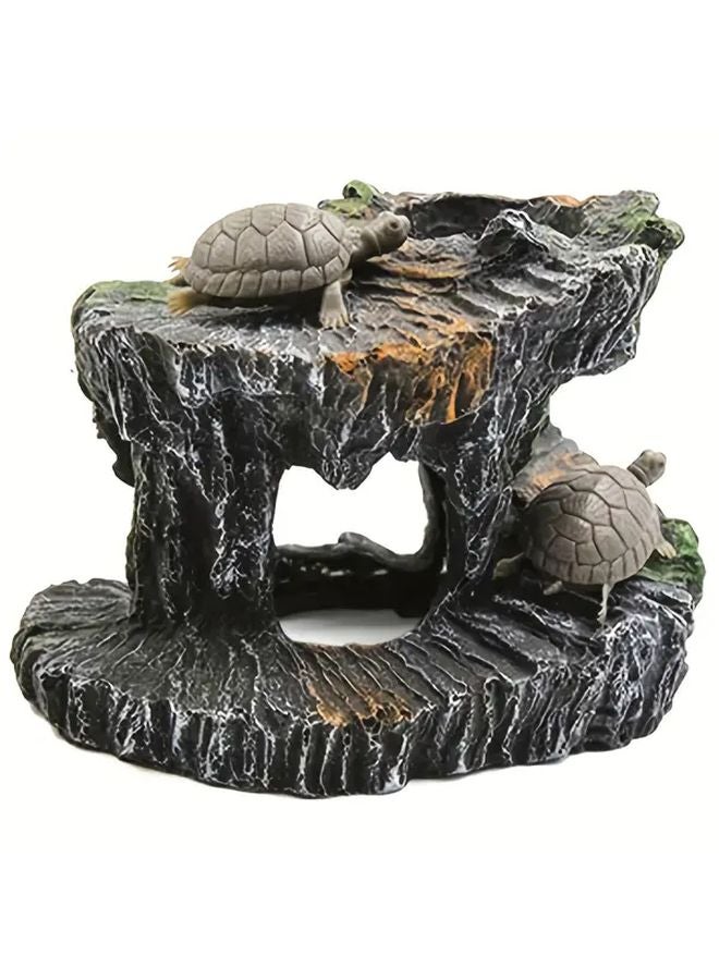 منصة تشمس للزواحف الصخرية المحاكاة الدوارة مع كهف اختباص متعدد المستويات للسلاحف والسحالي - Image 4