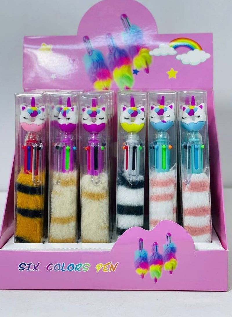 Generic Cartoon fur ballpoint pen stand with 6 colors. Stand: 24 pens.  - Image 3