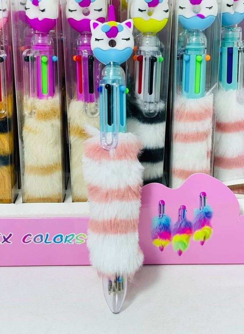 Generic Cartoon fur ballpoint pen stand with 6 colors. Stand: 24 pens.  - Image 2