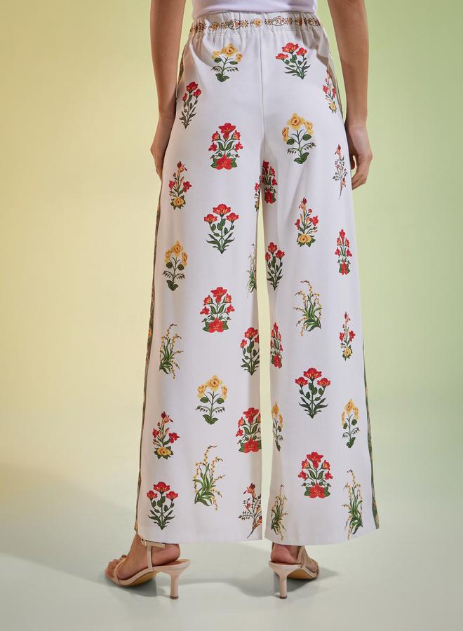 Styli Off White Floral Print Wide Leg Pants - Image 4