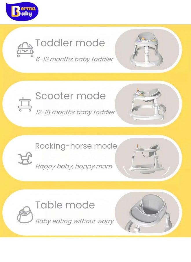 Berma Baby 2 in 1 Baby Walker for Kids, Baby Push Walker with 3 Adjustable Height, Speed Adjustable, Foldable Kids Walker with Light, Tray & Musical Toddler Walker for Baby 6 to 24 Months Boy Girl Pink  - Image 3