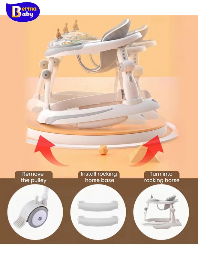 Berma Baby 2 in 1 Baby Walker for Kids, Baby Push Walker with 3 Adjustable Height, Speed Adjustable, Foldable Kids Walker with Light, Tray & Musical Toddler Walker for Baby 6 to 24 Months Boy Girl Pink  - Image 4