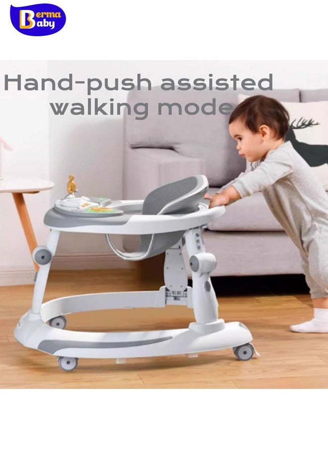Berma Baby 2 in 1 Baby Walker for Kids, Baby Push Walker with 3 Adjustable Height, Speed Adjustable, Foldable Kids Walker with Light, Tray & Musical Toddler Walker for Baby 6 to 24 Months Boy Girl Pink  - Image 5