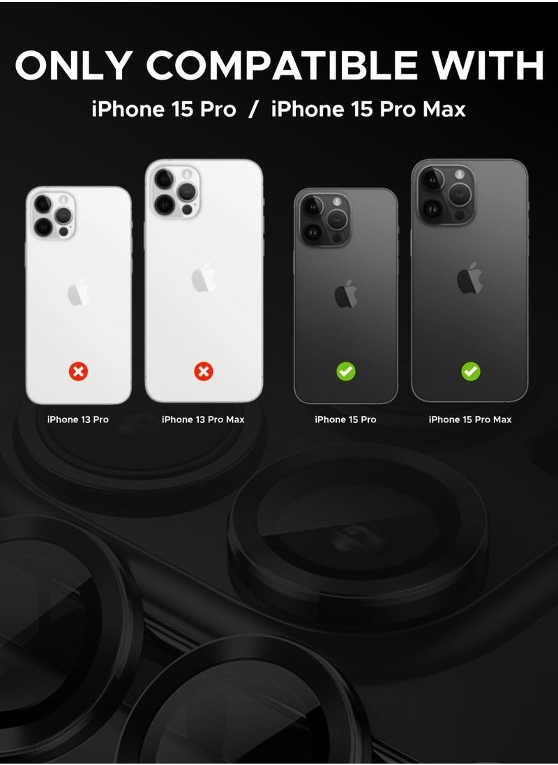 LIMITLESS iPhone 15 Pro Max iPhone 15 Pro Camera Lens Protector with Tempered Glass Screen Protector Accessories, Scratch Resistant, Easy to Install (Black, iPhone 15 Pro/15 Pro Max)  - Image 3