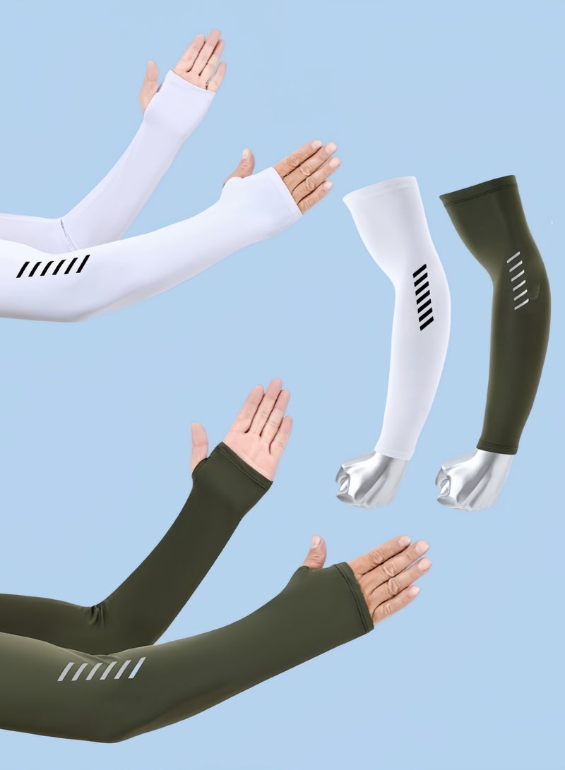 AL RAID 2 pack sleeves for boys and girls, UPF 50+ UV sun protection arm cooling sleeves, one size sun protection arm sleeves, ice sleeves summer outdoor cycling ice silk sleeves, men's sun protection night running arm guards - Image 2