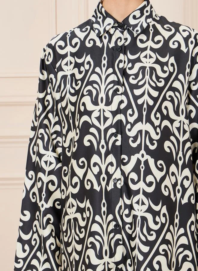 Styli All Over Print Collared Jalabiya