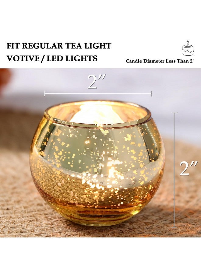 Volens Round Gold Votive Candle Holders, Mercury Glass Candle Holder Set of 12 - Image 3