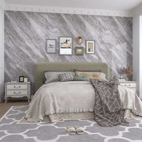 BAYYA Light Grey Marble Peel and Stick Countertop Contact Paper Granite Counter Top Vinyl Wrap Glossy Waterproof Removable Heat-Resistant Kitchen Counter Covers Wallpaper for Table Walls 15.8"x118" - Image 2